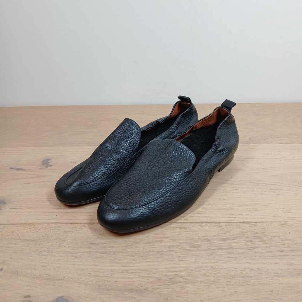 Vionic Amora Flat Womens 7.5 Black Leather Loafers Comfort Slip On Shoes